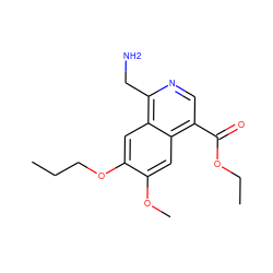 CCCOc1cc2c(CN)ncc(C(=O)OCC)c2cc1OC ZINC000029329379