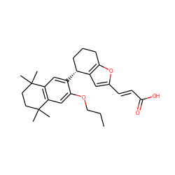 CCCOc1cc2c(cc1[C@@H]1CCCc3oc(/C=C/C(=O)O)cc31)C(C)(C)CCC2(C)C ZINC000013560359