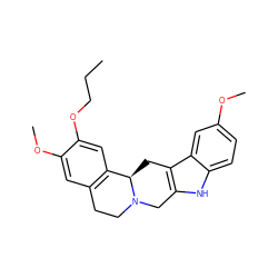 CCCOc1cc2c(cc1OC)CCN1Cc3[nH]c4ccc(OC)cc4c3C[C@H]21 ZINC001772608083