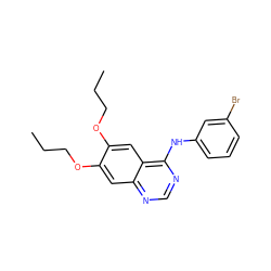 CCCOc1cc2ncnc(Nc3cccc(Br)c3)c2cc1OCCC ZINC000003815039