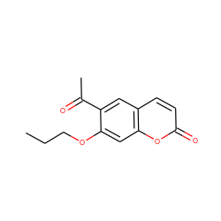 CCCOc1cc2oc(=O)ccc2cc1C(C)=O ZINC000064549762