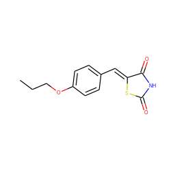 CCCOc1ccc(/C=C2\SC(=O)NC2=O)cc1 ZINC000004105082