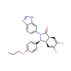 CCCOc1ccc([C@@H]2[C@@H]3C=C(Cl)C(Cl)=C[C@@H]3C(=O)N2c2ccc3nc[nH]c3c2)cc1 ZINC001772570266