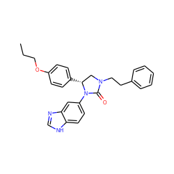 CCCOc1ccc([C@@H]2CN(CCc3ccccc3)C(=O)N2c2ccc3[nH]cnc3c2)cc1 ZINC000116195027