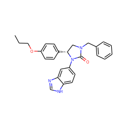 CCCOc1ccc([C@@H]2CN(Cc3ccccc3)C(=O)N2c2ccc3[nH]cnc3c2)cc1 ZINC000116195364