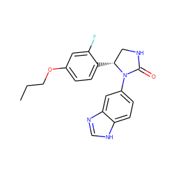 CCCOc1ccc([C@@H]2CNC(=O)N2c2ccc3[nH]cnc3c2)c(F)c1 ZINC000116828946