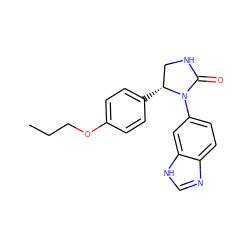 CCCOc1ccc([C@@H]2CNC(=O)N2c2ccc3nc[nH]c3c2)cc1 ZINC000096168035