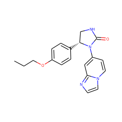 CCCOc1ccc([C@@H]2CNC(=O)N2c2ccn3ccnc3c2)cc1 ZINC000096168038