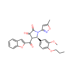 CCCOc1ccc([C@H]2C(C(=O)c3cc4ccccc4o3)C(=O)C(=O)N2c2cc(C)on2)cc1OC ZINC000009357859