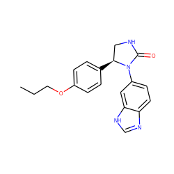 CCCOc1ccc([C@H]2CNC(=O)N2c2ccc3nc[nH]c3c2)cc1 ZINC000096168036