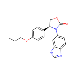 CCCOc1ccc([C@H]2COC(=O)N2c2ccc3nc[nH]c3c2)cc1 ZINC000096168042