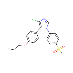 CCCOc1ccc(-c2c(Cl)ncn2-c2ccc(S(C)(=O)=O)cc2)cc1 ZINC000013525169