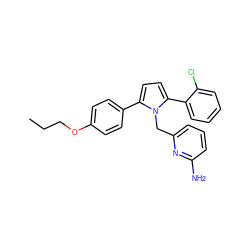 CCCOc1ccc(-c2ccc(-c3ccccc3Cl)n2Cc2cccc(N)n2)cc1 ZINC000038225714