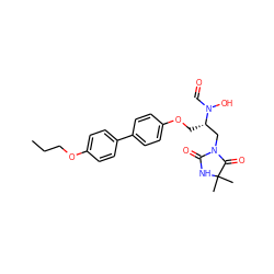 CCCOc1ccc(-c2ccc(OC[C@@H](CN3C(=O)NC(C)(C)C3=O)N(O)C=O)cc2)cc1 ZINC000029334703