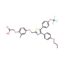 CCCOc1ccc(-c2nc(COc3ccc(OCC(=O)O)c(C)c3)sc2-c2ccc(OC(F)(F)F)cc2)cc1 ZINC000049785236