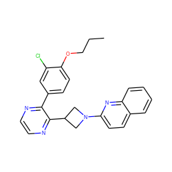 CCCOc1ccc(-c2nccnc2C2CN(c3ccc4ccccc4n3)C2)cc1Cl ZINC000140142760