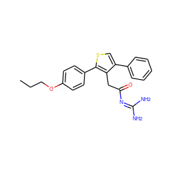 CCCOc1ccc(-c2scc(-c3ccccc3)c2CC(=O)N=C(N)N)cc1 ZINC000028826081