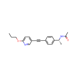 CCCOc1ccc(C#Cc2ccc([C@@H](C)NC(C)=O)cc2)cn1 ZINC000169706146