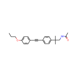 CCCOc1ccc(C#Cc2ccc(C(C)(C)CNC(C)=O)cc2)cc1 ZINC000113412156