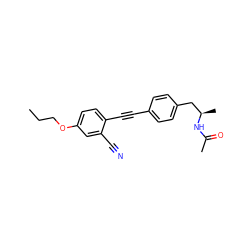 CCCOc1ccc(C#Cc2ccc(C[C@@H](C)NC(C)=O)cc2)c(C#N)c1 ZINC000169706216