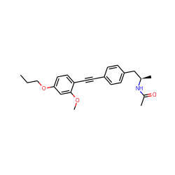 CCCOc1ccc(C#Cc2ccc(C[C@@H](C)NC(C)=O)cc2)c(OC)c1 ZINC000113412186