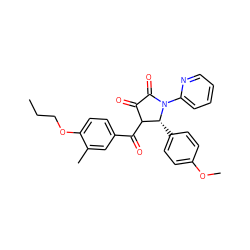 CCCOc1ccc(C(=O)C2C(=O)C(=O)N(c3ccccn3)[C@@H]2c2ccc(OC)cc2)cc1C ZINC000012487743