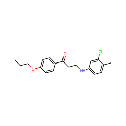 CCCOc1ccc(C(=O)CCNc2ccc(C)c(Cl)c2)cc1 ZINC000002875687