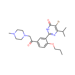 CCCOc1ccc(C(=O)CN2CCN(C)CC2)cc1-c1nc(C(C)C)c(Br)c(=O)[nH]1 ZINC000095921232