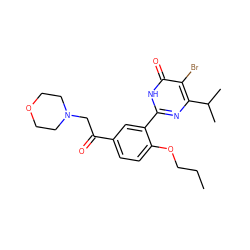 CCCOc1ccc(C(=O)CN2CCOCC2)cc1-c1nc(C(C)C)c(Br)c(=O)[nH]1 ZINC000096916031