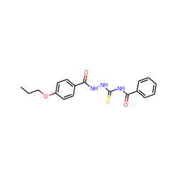 CCCOc1ccc(C(=O)NNC(=S)NC(=O)c2ccccc2)cc1 ZINC000002294364