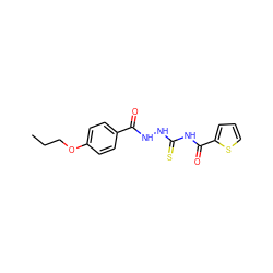 CCCOc1ccc(C(=O)NNC(=S)NC(=O)c2cccs2)cc1 ZINC000002316520