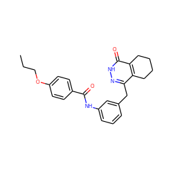 CCCOc1ccc(C(=O)Nc2cccc(Cc3n[nH]c(=O)c4c3CCCC4)c2)cc1 ZINC000167530844