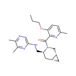 CCCOc1ccc(C)nc1C(=O)N1C[C@@H]2C[C@@H]2C[C@H]1CNc1cnc(C)c(C)n1 ZINC000068208626