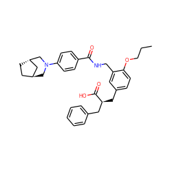 CCCOc1ccc(C[C@@H](Cc2ccccc2)C(=O)O)cc1CNC(=O)c1ccc(N2C[C@H]3CC[C@@H](C3)C2)cc1 ZINC000299834342