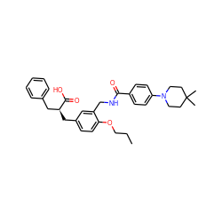 CCCOc1ccc(C[C@@H](Cc2ccccc2)C(=O)O)cc1CNC(=O)c1ccc(N2CCC(C)(C)CC2)cc1 ZINC000299834964