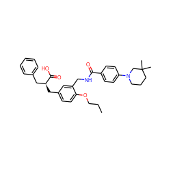 CCCOc1ccc(C[C@@H](Cc2ccccc2)C(=O)O)cc1CNC(=O)c1ccc(N2CCCC(C)(C)C2)cc1 ZINC000299823813