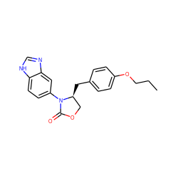 CCCOc1ccc(C[C@H]2COC(=O)N2c2ccc3[nH]cnc3c2)cc1 ZINC000116195548