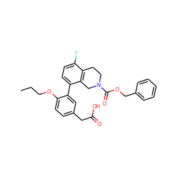 CCCOc1ccc(CC(=O)O)cc1-c1ccc(F)c2c1CN(C(=O)OCc1ccccc1)CC2 ZINC000144094839