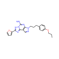 CCCOc1ccc(CCCn2ncc3c2nc(N)n2nc(-c4ccco4)nc32)cc1 ZINC000064548662