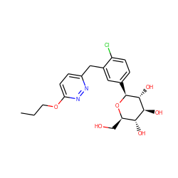 CCCOc1ccc(Cc2cc([C@@H]3O[C@H](CO)[C@@H](O)[C@H](O)[C@H]3O)ccc2Cl)nn1 ZINC000049111504