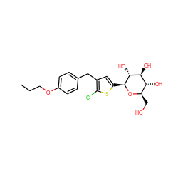 CCCOc1ccc(Cc2cc([C@@H]3O[C@H](CO)[C@@H](O)[C@H](O)[C@H]3O)sc2Cl)cc1 ZINC000072119998