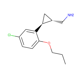 CCCOc1ccc(Cl)cc1[C@H]1C[C@@H]1CN ZINC000299853825