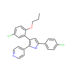 CCCOc1ccc(Cl)cc1-c1cc(-c2ccc(Cl)cc2)[nH]c1-c1ccncc1 ZINC000027711989