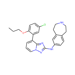 CCCOc1ccc(Cl)cc1-c1cccn2nc(Nc3ccc4c(c3)CCNCC4)nc12 ZINC000096169810