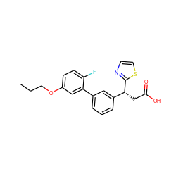 CCCOc1ccc(F)c(-c2cccc([C@@H](CC(=O)O)c3nccs3)c2)c1 ZINC000221112801