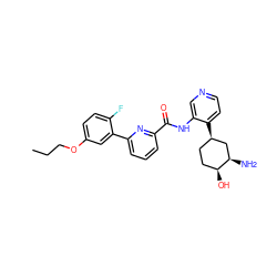 CCCOc1ccc(F)c(-c2cccc(C(=O)Nc3cnccc3[C@@H]3CC[C@H](O)[C@H](N)C3)n2)c1 ZINC000168237431