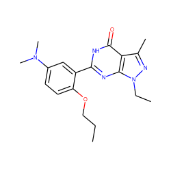 CCCOc1ccc(N(C)C)cc1-c1nc2c(c(C)nn2CC)c(=O)[nH]1 ZINC000013755576