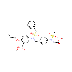 CCCOc1ccc(N(Cc2ccc(N(CC(=O)OC)S(C)(=O)=O)cc2)S(=O)(=O)Cc2ccccc2)cc1C(=O)OC ZINC000653874623