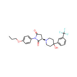 CCCOc1ccc(N2C(=O)C[C@@H](N3CCC(O)(c4cccc(C(F)(F)F)c4)CC3)C2=O)cc1 ZINC000006552770