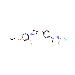 CCCOc1ccc(N2CC(Oc3ccc([C@H](C)NC(=O)CF)cc3)C2)c(OC)c1 ZINC000142185663